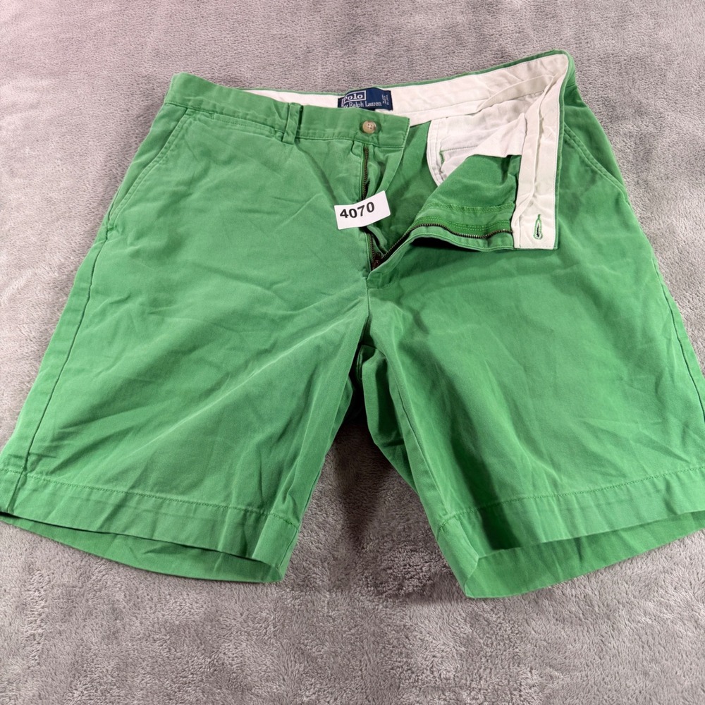 Polo Ralph Lauren Prospect Shorts Mens 36 Green Cotton Chino Flat Front 4070